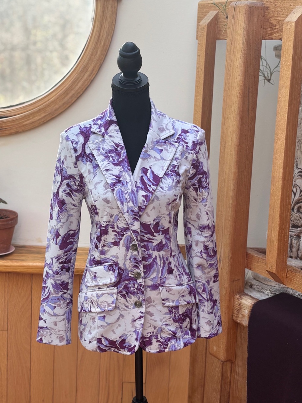 G by Giuliana Purple Floral Print Women's Blazer Jacket